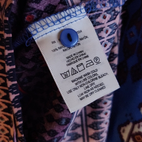 Maeve by Anthropologie Blue Boho‎ Print Button Down Shirt Women’s Size 4 - Picture 8 of 8